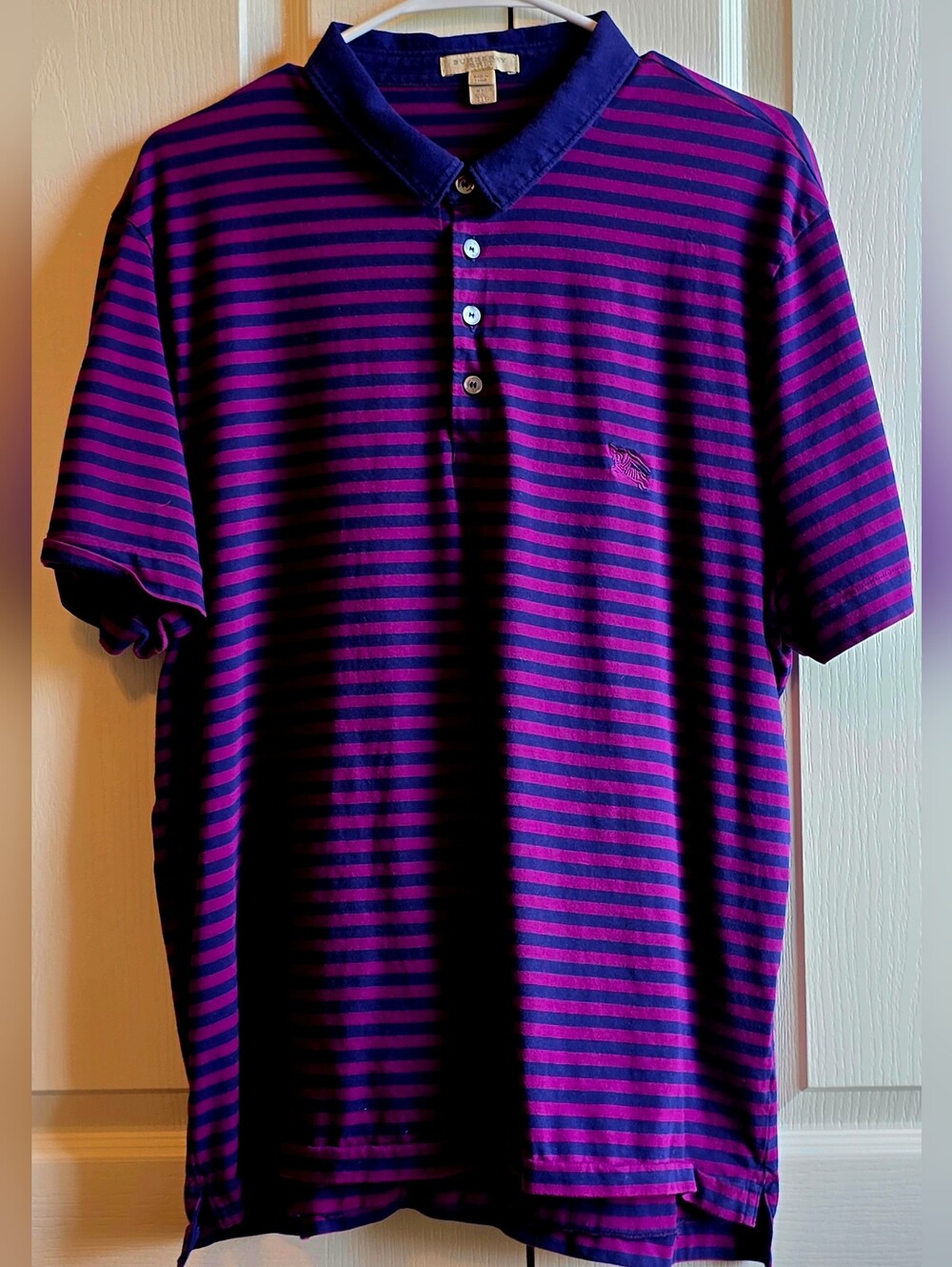Burberry Brit Men's XXL Purple And Blue Stripwd Polo